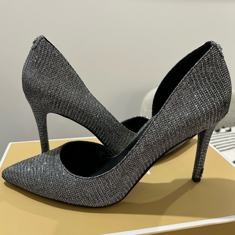 MICHAEL Michael Kors Lucille Flex D’orsay Textile Silver Stilettos - Picture 9 of 16